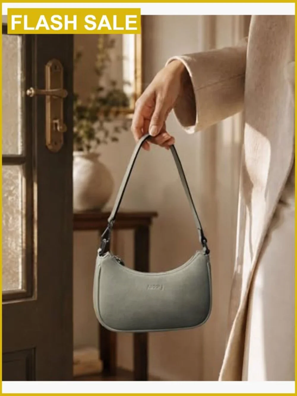 Vegan Leather Mini Crescent Hobo Purse Lightweight Handbag